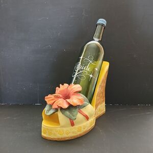 Floral Hibiscus High Heel Summer Shoe Wine Bottle Holder Country Girl Gift Idea
